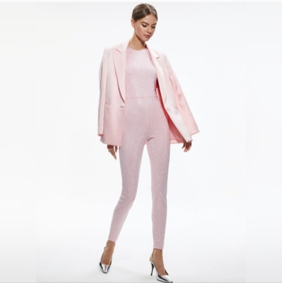 ALICE + OLIVIA  FREDDIE CREWNECK EMBELLISHED CATSUIT $595 - Picture 9 of 11